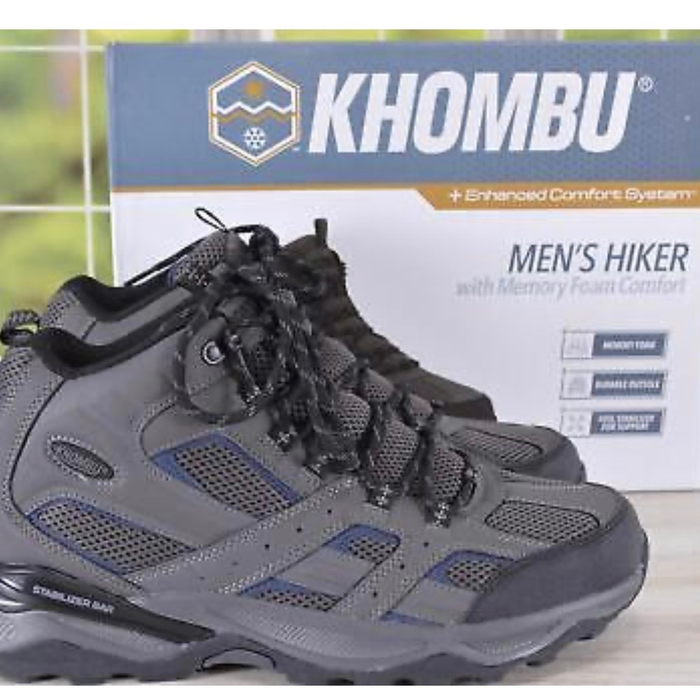 Men’s KHOMBU Luke Hikers 8 Shoe Boots Gray Memory Foam Durable Outsole NWT